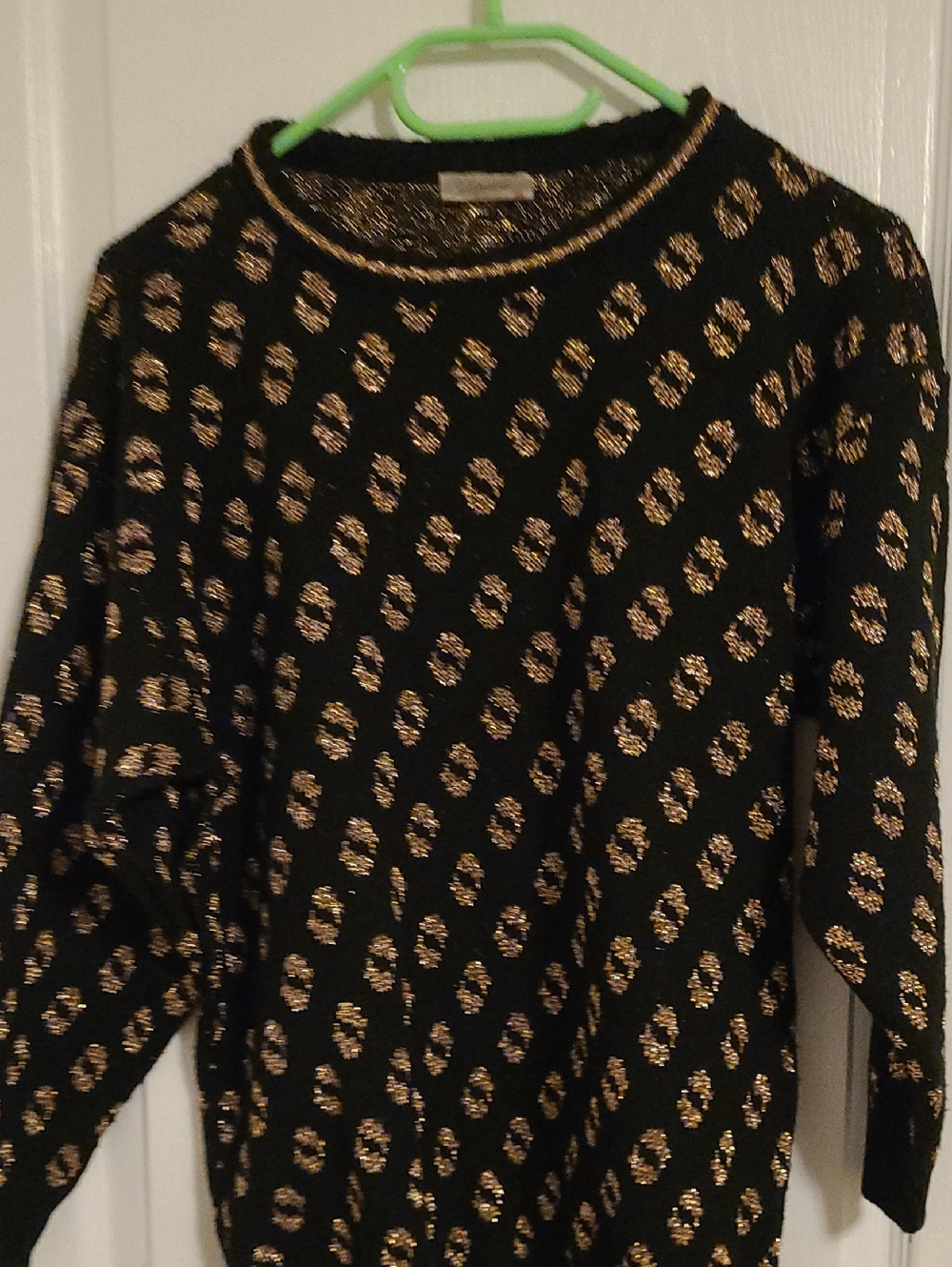 Grace Vintage Black Sweater with Gold Metallic Accents